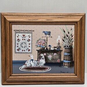 Vintage Country Geese Serigraph Oil Painting signed by Jasper